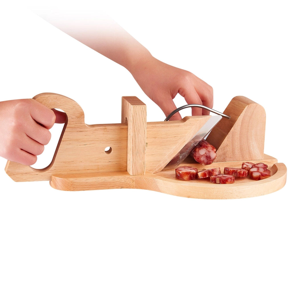 Affettatrice Manuale 30,2x19,1x12,0 cm per Salumi in Legno Naturale