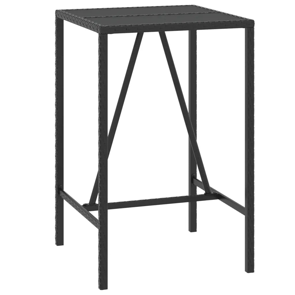 Set Bar da Giardino 3 pz con Cuscini in Polyrattan Nero 3261460