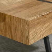 Tavolino Rettangolare Stile Industriale Struttura a Gambe in Metallo Nero Piano Effetto Legno Vintage