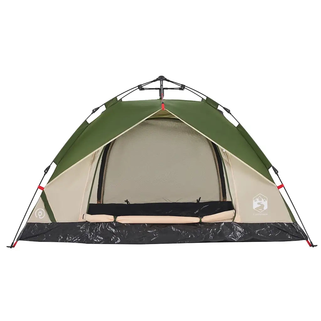 Tenda a Cupola da Campeggio 3 Persone Verde a Rilascio Rapido