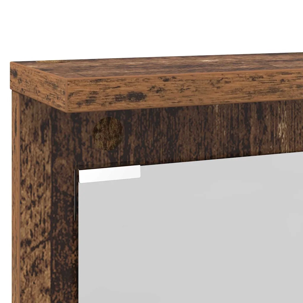 vidaXL Appendiabiti a muro con specchio Legno vecchio 84 x 10 x 80 cm