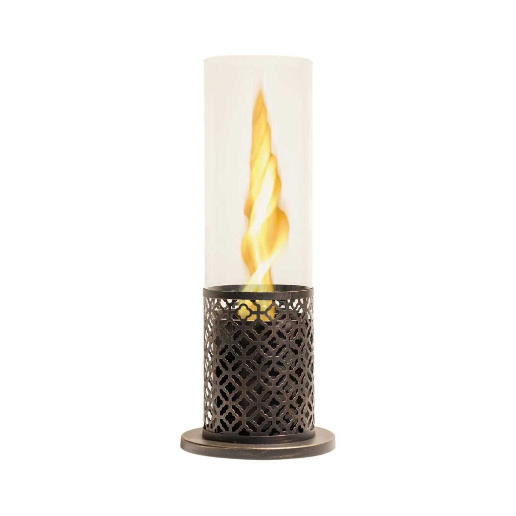 Camino a bioetanolo Alme, Caminetto ecologico, Focolare senza fumo, Riscaldatore ad etanolo, Made in Italy, 20x20 h50 cm, Nero e Oro