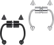 Set di sostituzione di anello per naso in acciaio inossidabile ricaricabile per uomo e donna, imitazione di piercing, 2 pezzi.