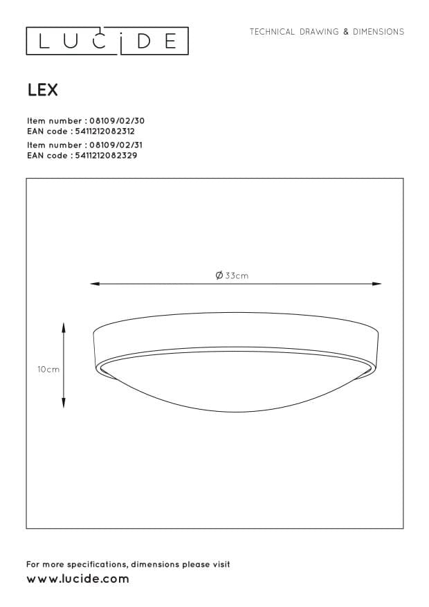 Plafoniera Lucide LEX 08109/02/31 2xE27 bianca 36cm