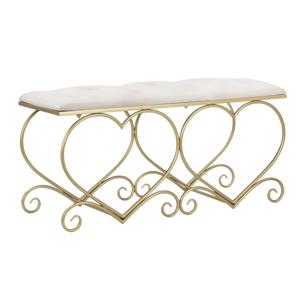 Panca Cuore 3, Oro, Metallo, 105x37,5x51,5 cm