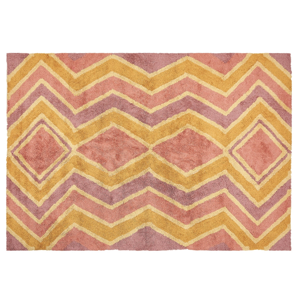 Tappeto multicolore 160 x 230 cm cotone fatto a mano motivo geometrico soggiorno camera da letto