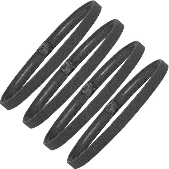 Set di fascette per capelli 4 pezzi - elastico - antiscivolo - fascetta per capelli uomo - fascetta sottile - nero/grigio