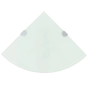 Mensola angolare con staffe cromate e vetro bianco 25 x 25 cm 2702223/2