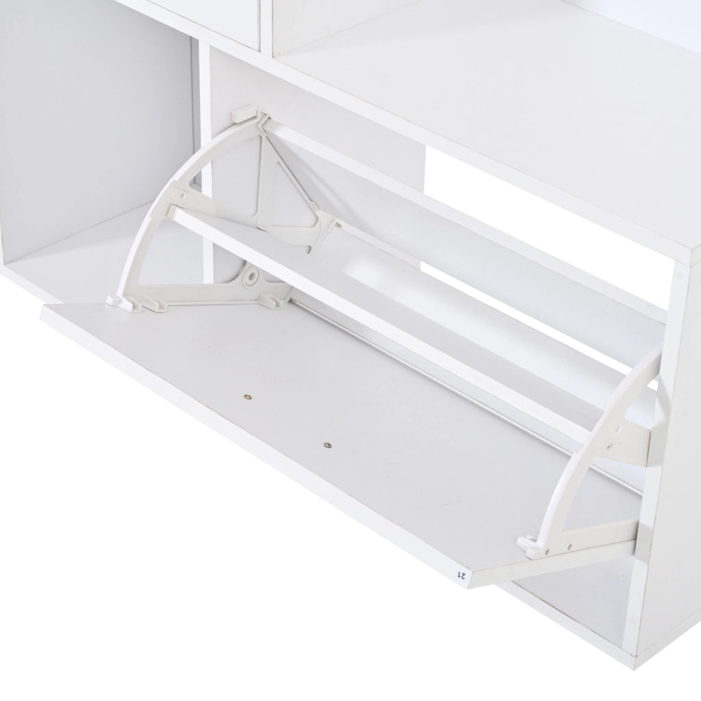 Guardaroba da ingresso 90x30x180 cm con specchio, scarpiera e 2 cassetti bianco HAVRYA
