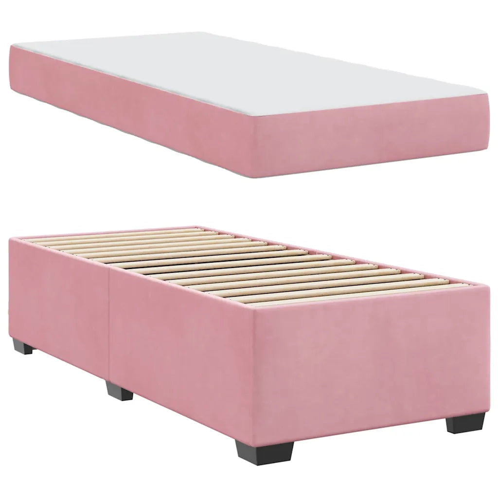 Struttura del letto con materasso Rosa 90 x 200 cm Tessuto