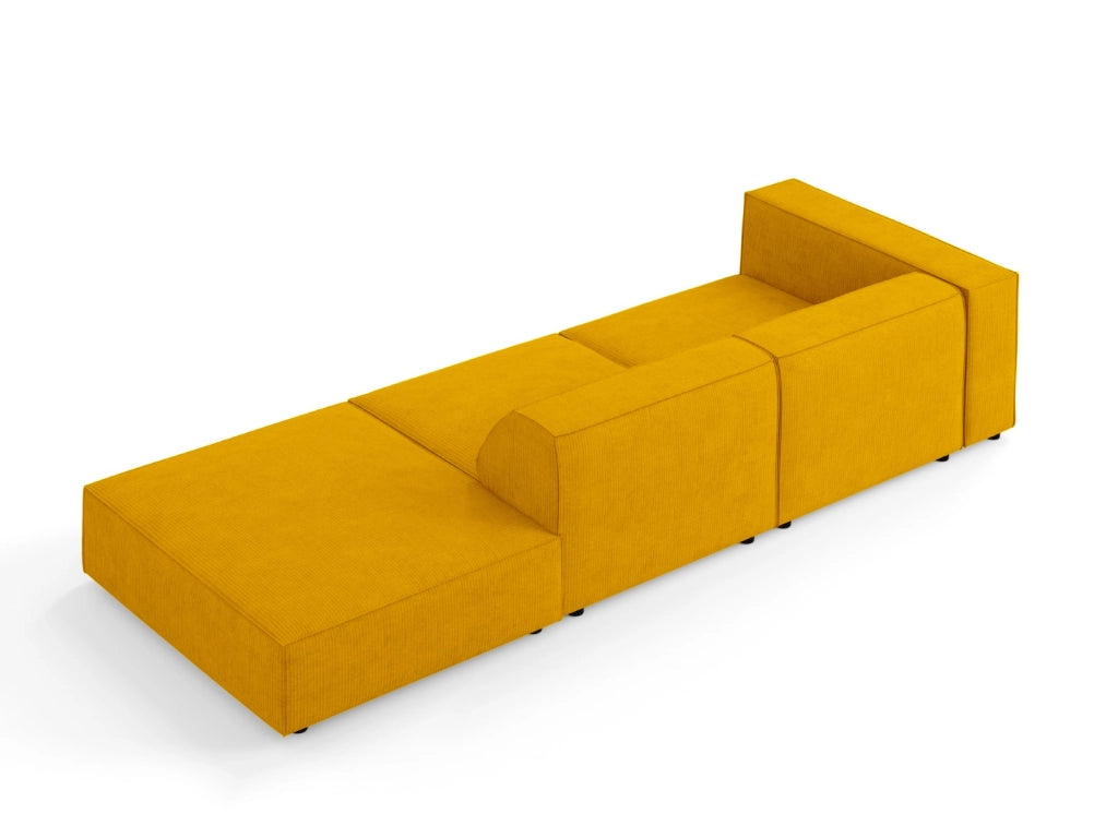 Cosmopolitan Design - Divano destro "Arendal" 4 posti in ciniglia con effetto a coste senape 