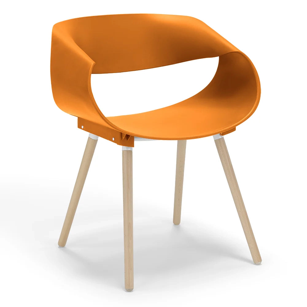 Sedia in polipropilene DILETTA con gambe in faggio, resistente ai raggi UV, design moderno, ideale per sala da pranzo, cucina, sala d’attesa, bar, ristoranti, colore Petrolio