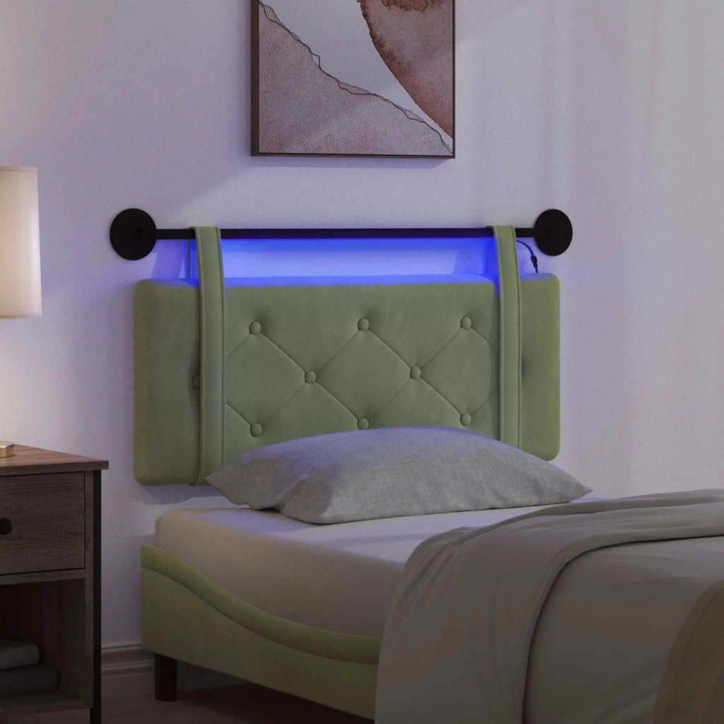 Testiera | Testata sospesa Con luce LED Verde chiaro Velluto