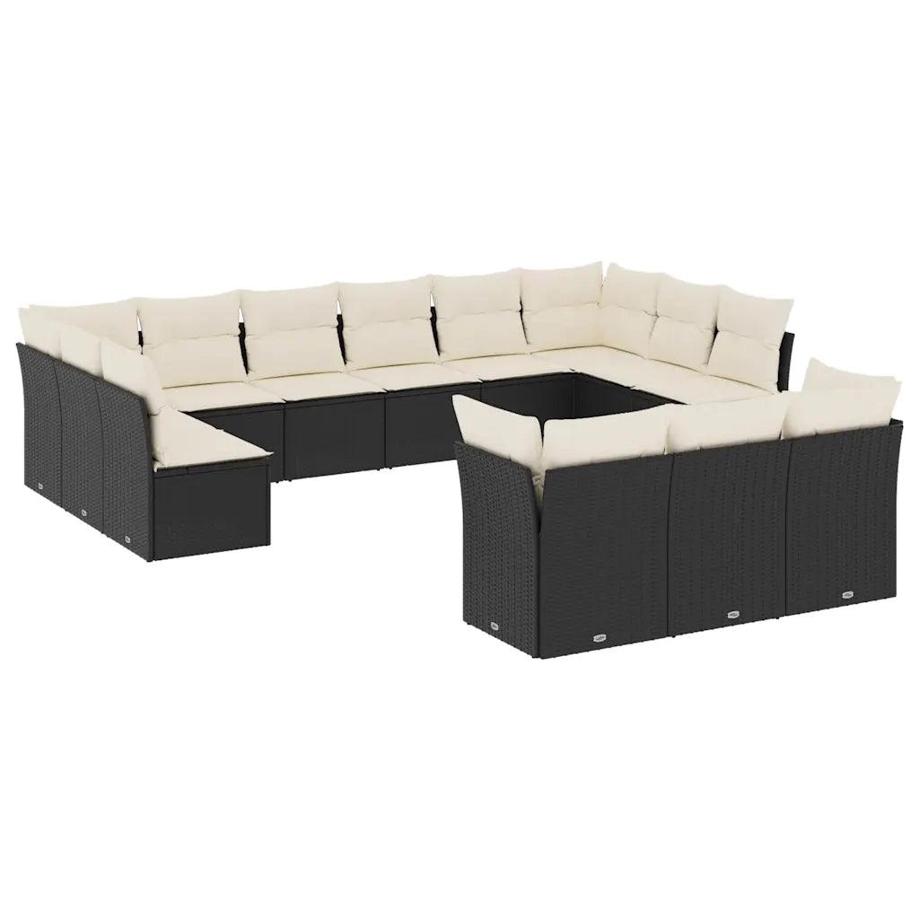 Set Divani da Giardino 13pz con Cuscini Nero in Polyrattancod mxl 112036