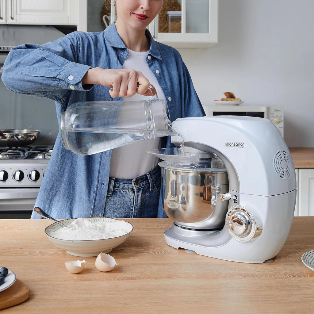 ® Planetaria Impastatrice Elettrica 1000 W Acciaio Inox 4,5L 7 Velocità Accessori Paraspruzzi Ciotola Frusta Gancio Elettrodomestici Cucina