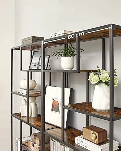 Libreria Valora LLS119B01 marrone rustico a 6 ripiani per soggiorno