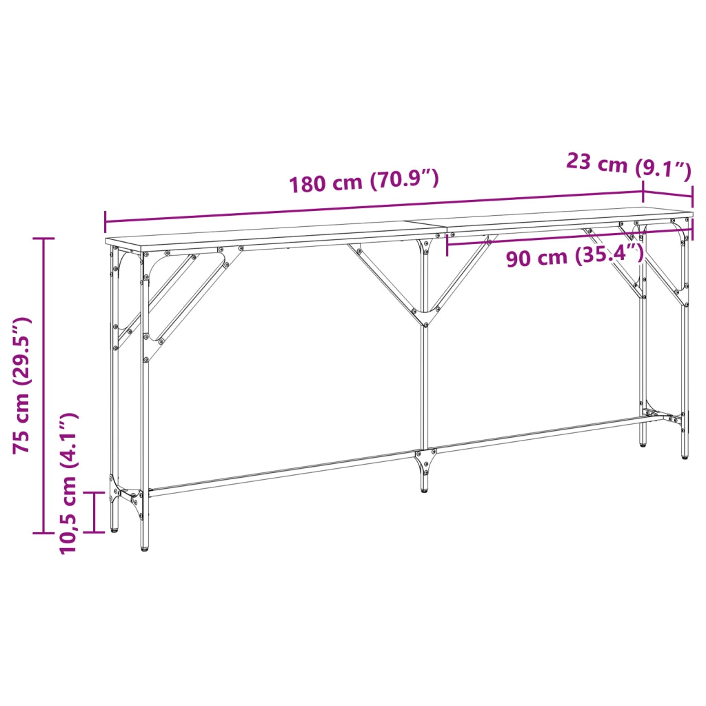 Tavolo Consolle Legno Invecchiato 180x23x75 cm Legno Ingegnerizzato