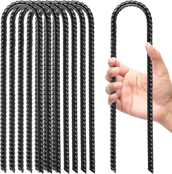 8 anelli di ancoraggio in acciaio inox da 30 cm di lunghezza e 6 cm di larghezza per trampolini e cavi di ancoraggio resistenti al vento