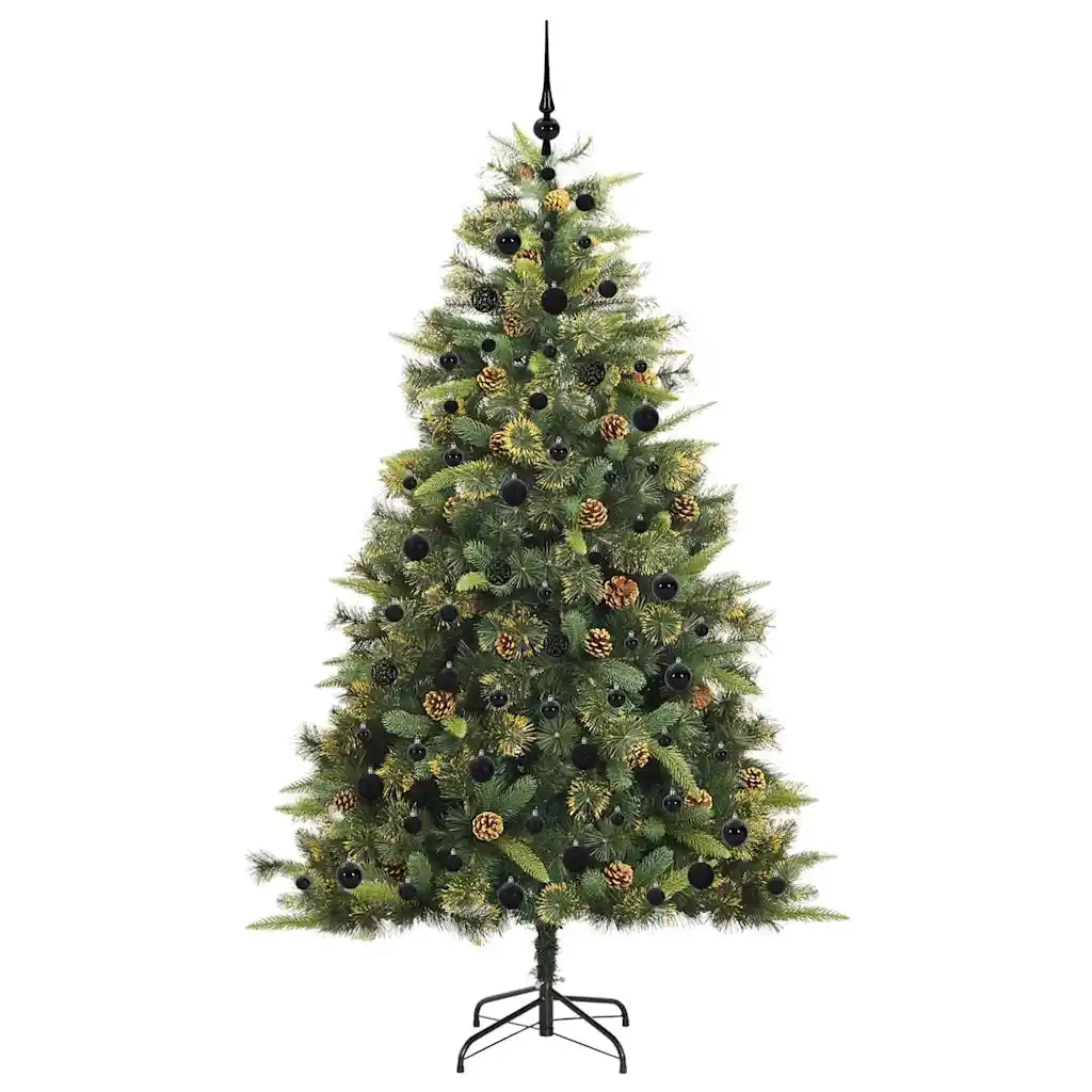 Albero di Natale artificiale pieghevole con coni Verde 210 cm 3395099