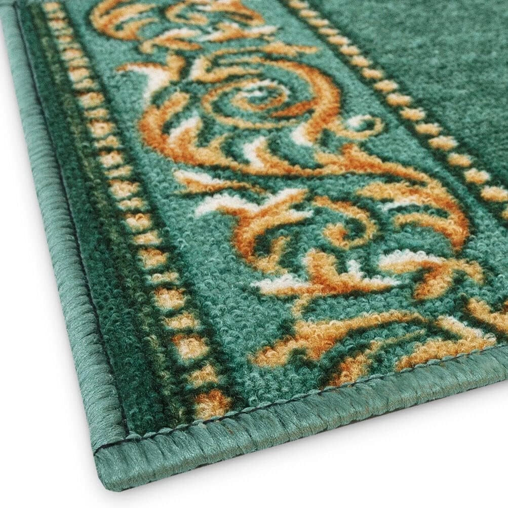 Passatoia Scala Bordata 67x950 cm Ingresso Corridoio Tappeto Cucina Gradini Stile Barocco Verde