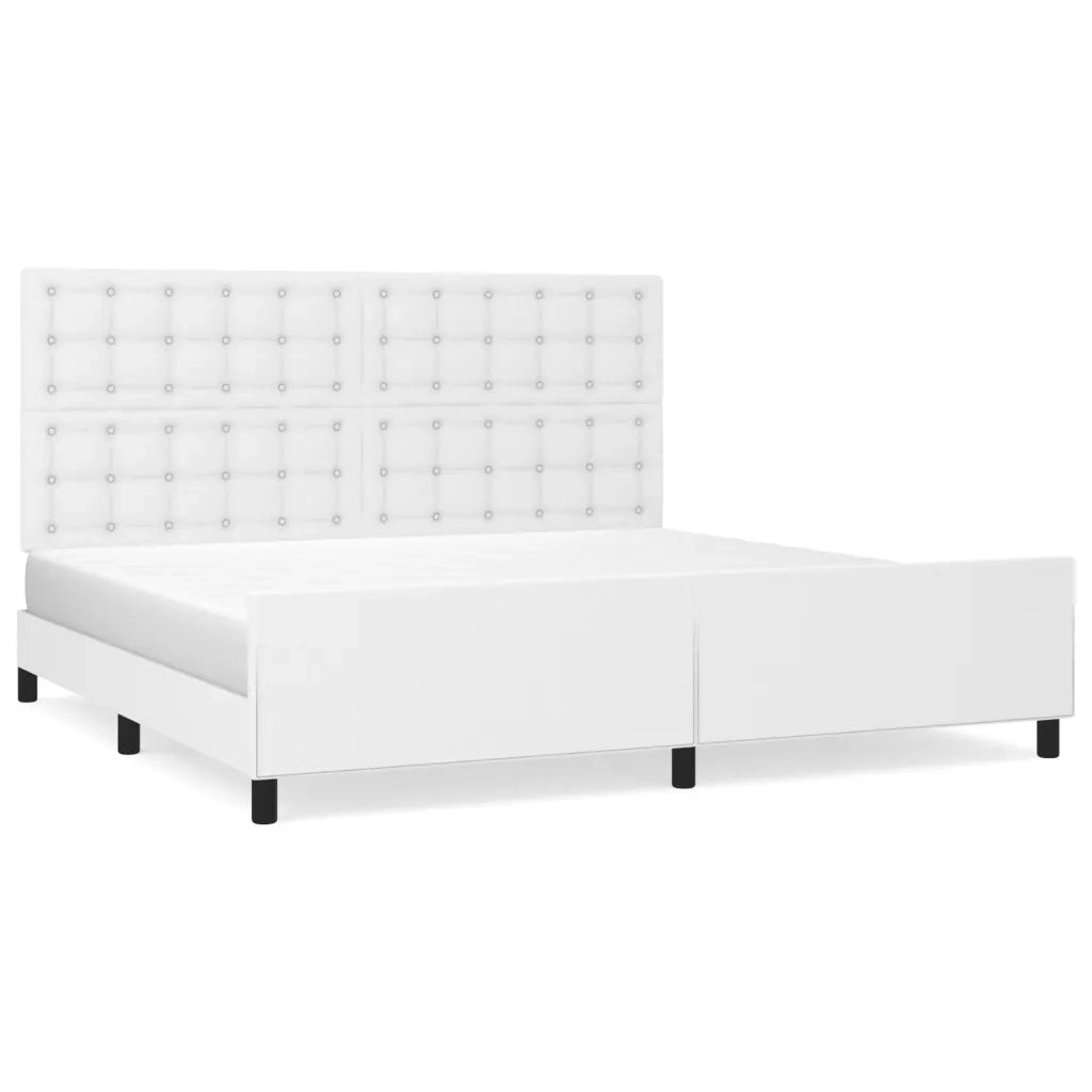 Letto matrimoniale | Letto per adulti | Giroletto con Testiera Bianco 200x200 cm in Similpelle