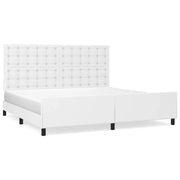 Letto matrimoniale | Letto per adulti | Giroletto con Testiera Bianco 200x200 cm in Similpelle