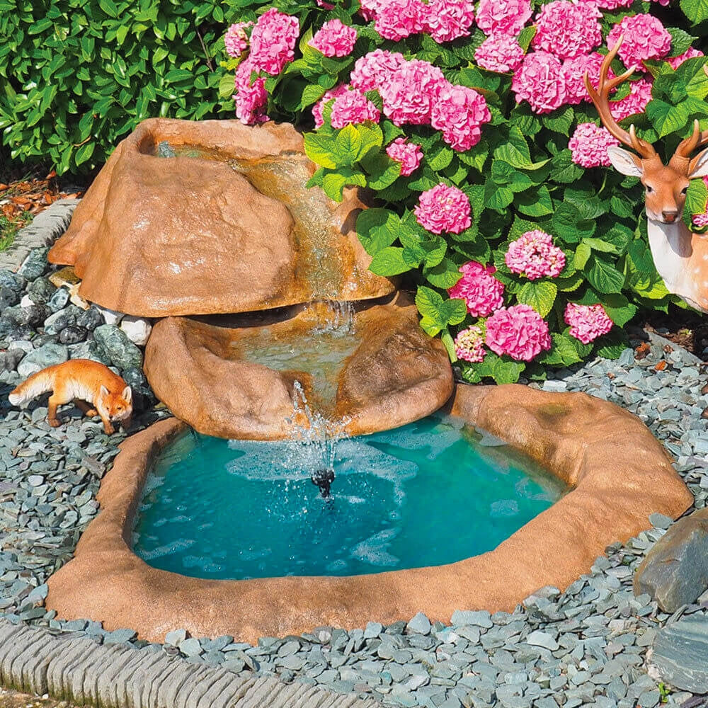 Cascata Artificiale Roccia da Giardino 290x160 cm in Vetroresina con Pompa