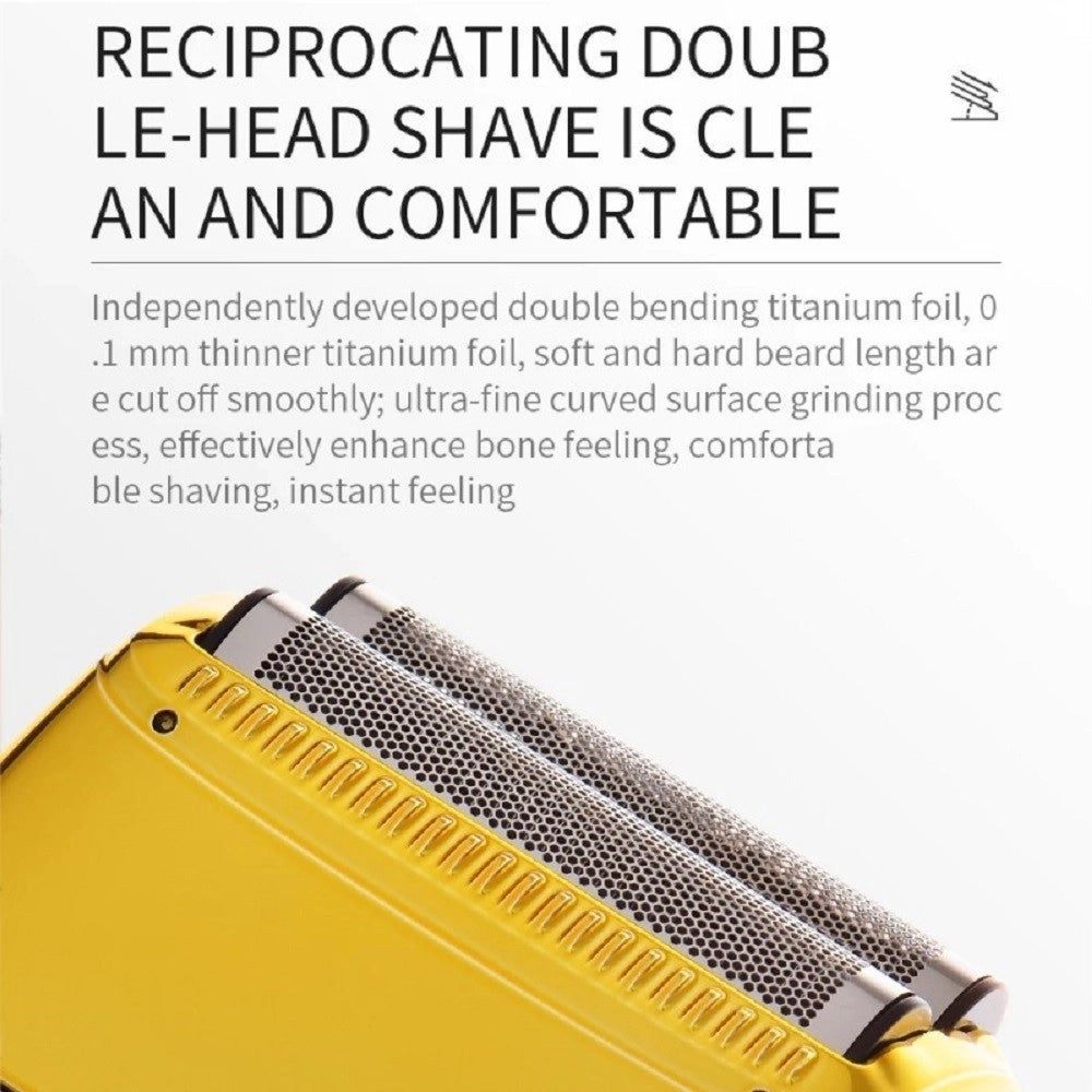 Trade Shop - Rasoio Professionale Foil Shaver Vgr V-399 Doppia Testina Barber Shaver - Oro