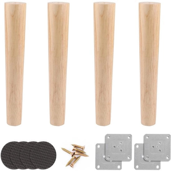 Set di supporti per mobili in legno 30 cm - Supporti per mobili robusti - Set di 4 supporti per mobili - Supporti per mobili in legno rotondi - Supporti per mobili pesanti - Peso massimo di carico 300 kg - Supporti per mobili in legno