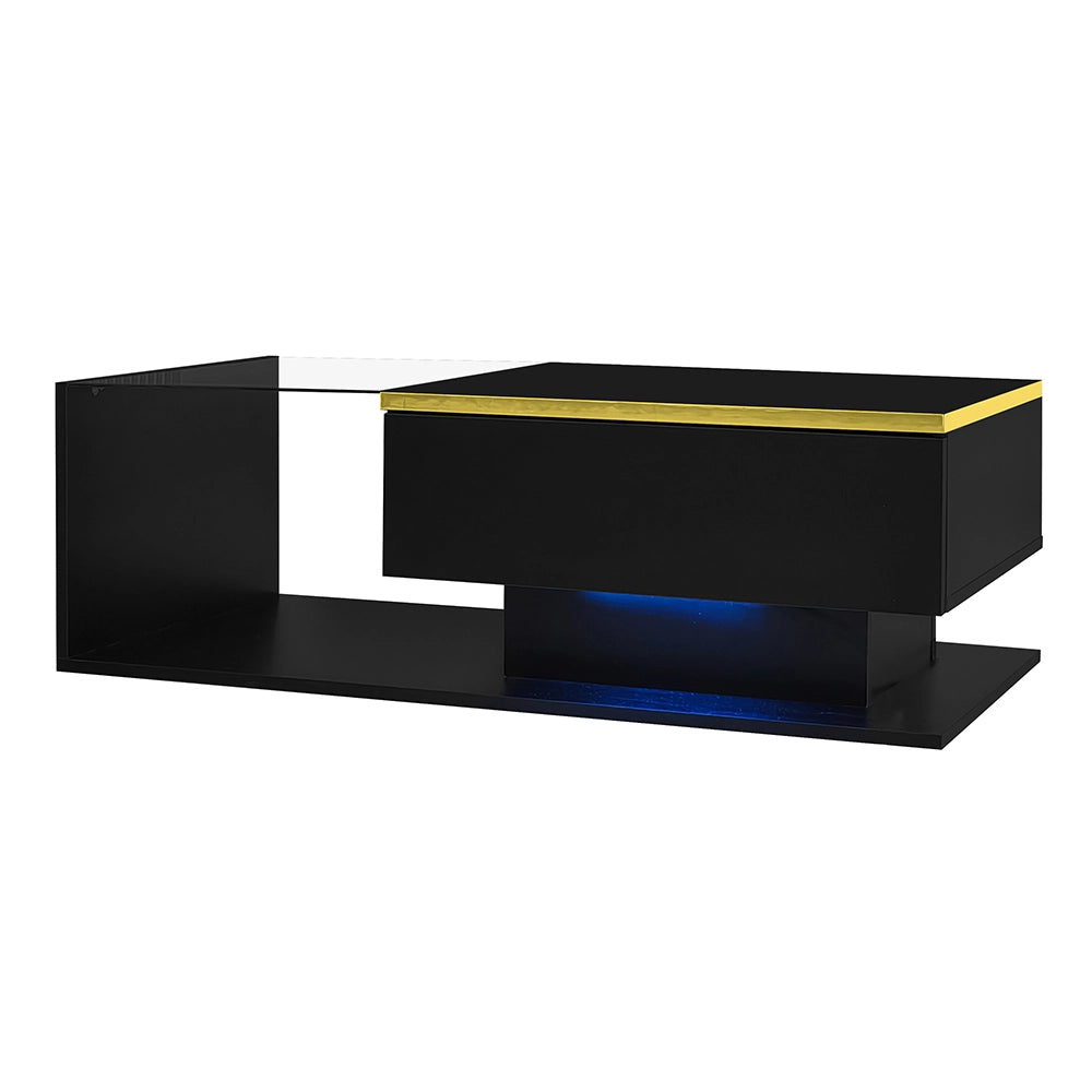 Tavolino-Xylo-100cm nero vetro effetto LED