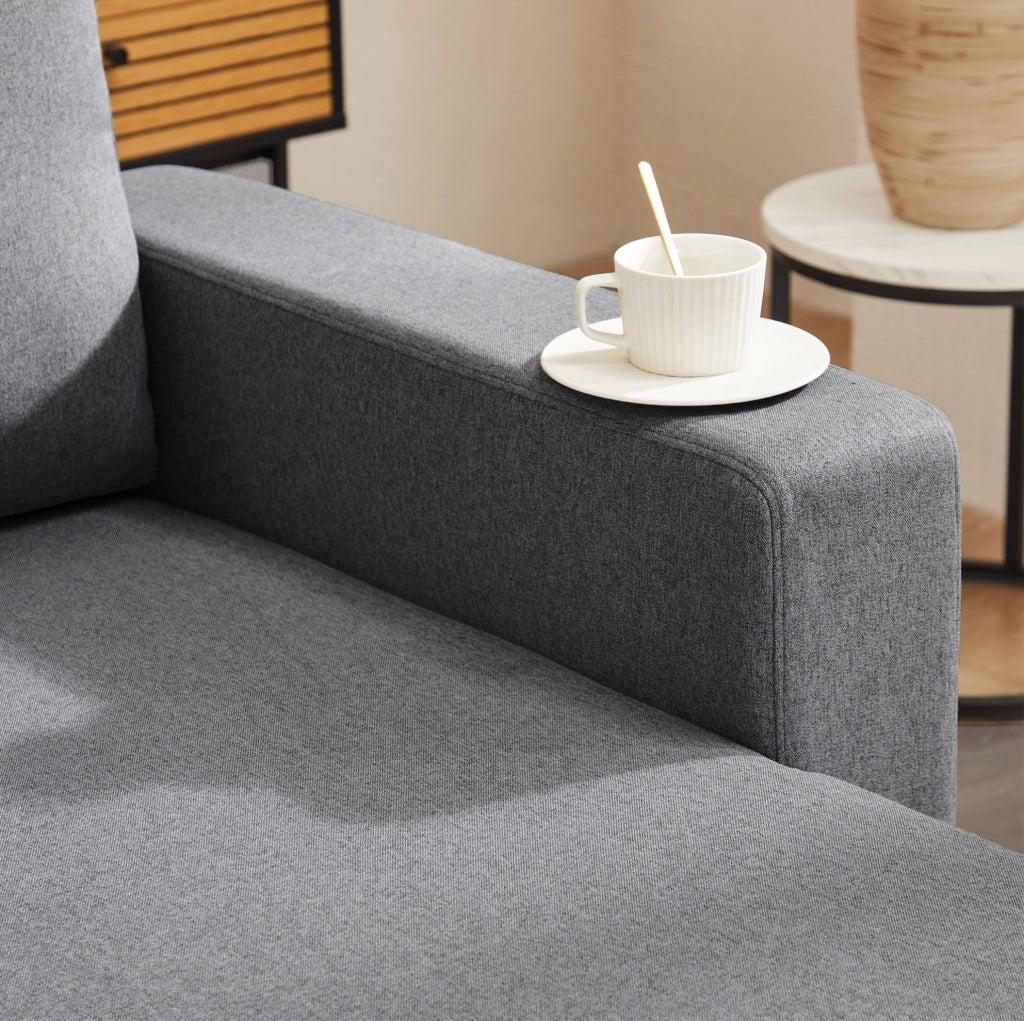 Divano letto angolare 3-4 posti grigio scuro con contenitore