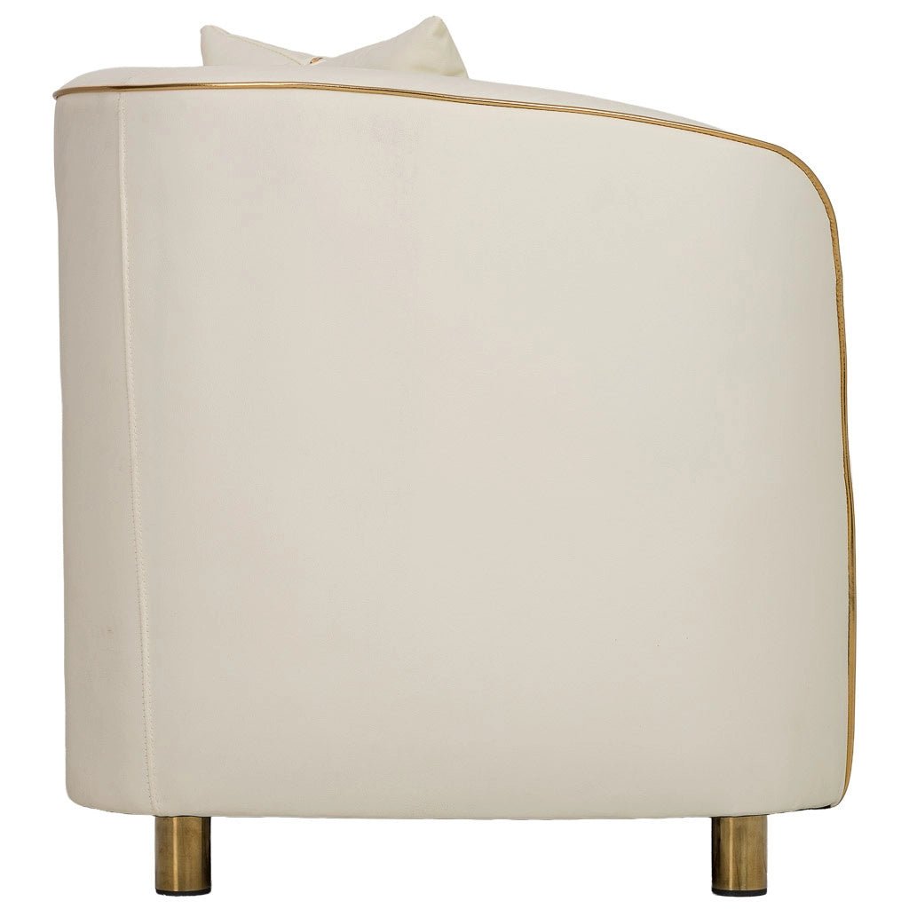 Divano in ecopelle beige 185x72x76h cm