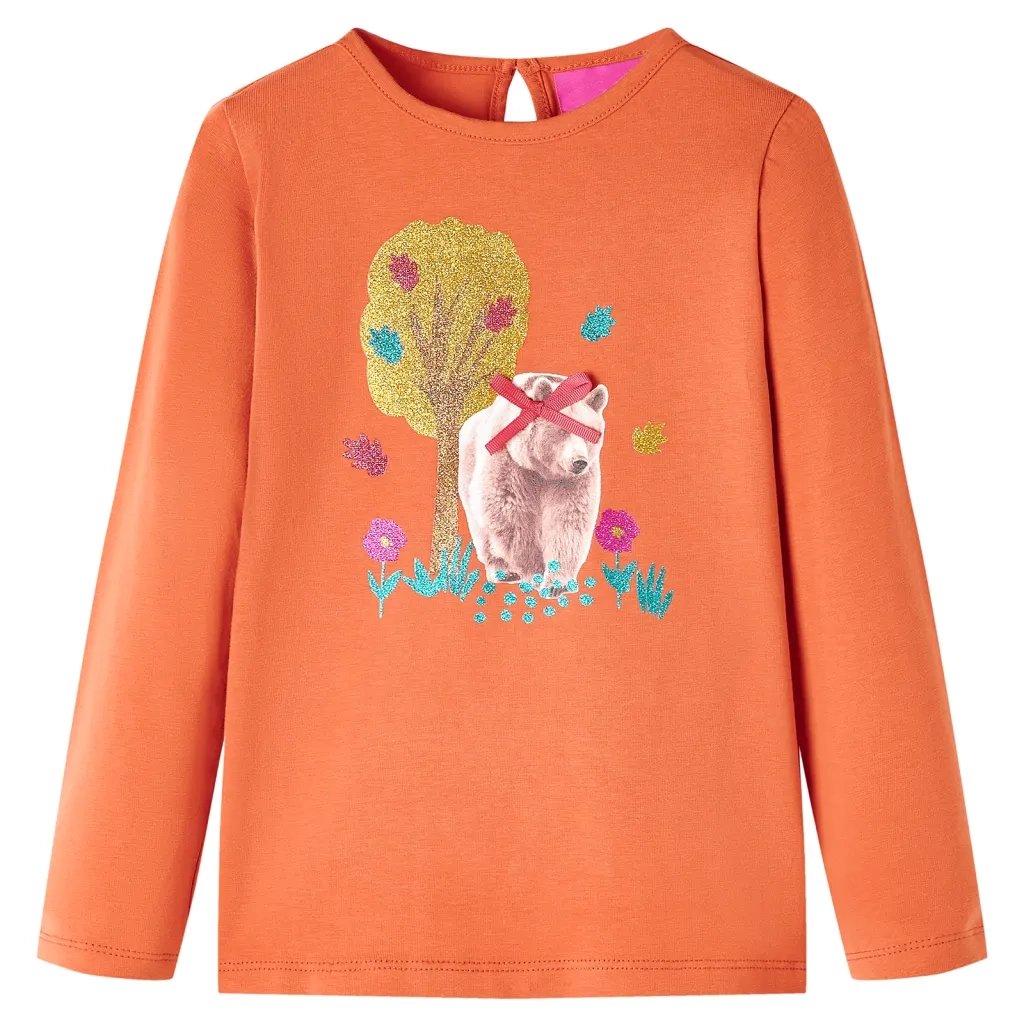 Maglietta da Bambina a Maniche Lunghe Arancione Bruciato 140cod mxl 132279