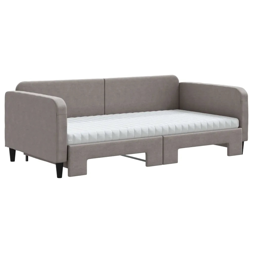 vidaXL Divano Letto Estraibile con Materassi Tortora 100x200cm Tessuto