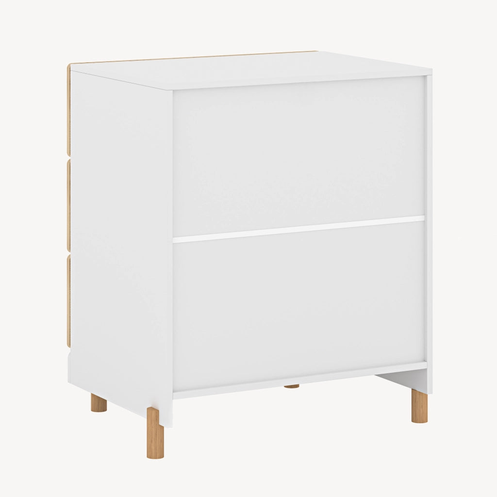 Cassettiera Vaarentaa per Cameretta con 3 Cassetti 66x55x41 cm - Bianco/Effetto Rovere [en.casa]