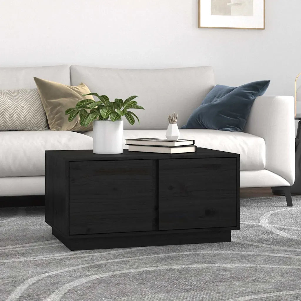 Tavolino da salotto | Tavolino da caff¨¨ | Tavolino da Soggiorno Nero 80x50x40 cm Legno Massello di Pino