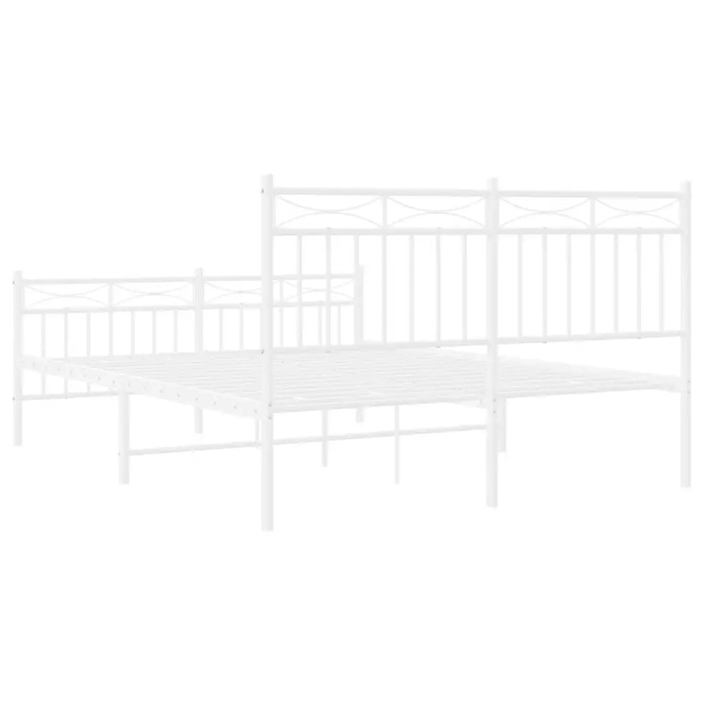 Giroletto con Testiera e Pediera Metallo Bianco 140x200 cm 373759