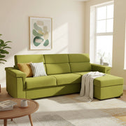 Esca, Divano Letto con Penisola Sfoderabile Made in Italy, 285x160 cm Verde