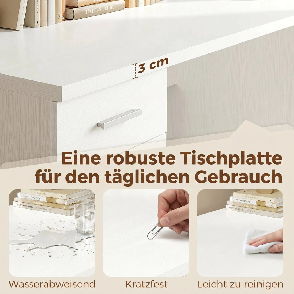 Scrivania con cassetti e armadio ¨C zephmum ¨C Bianco 140x