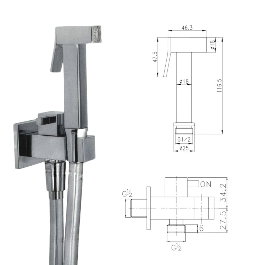 Set doccia per wc con rubinetto set completo