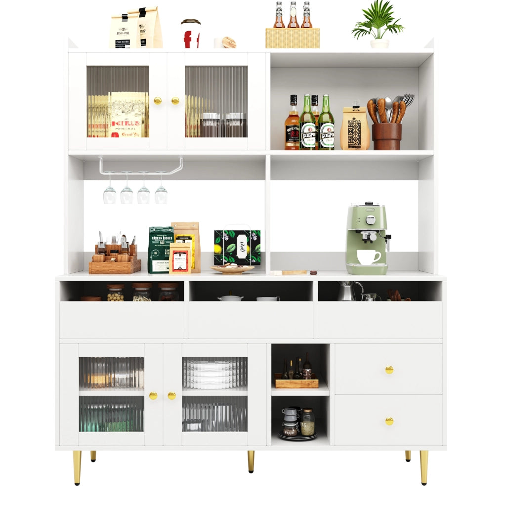 Credenza moderna in MDF con vetro Chambray e portabottiglie