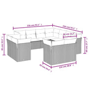 Set Divani da Giardino 11 pz con Cuscini Beige in Polyrattan