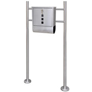 Cassetta postale in acciaio inox dal design contemporaneo su gambe con scomparto per giornali 120 cm 1002004