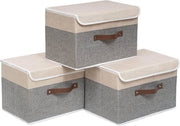 Set di contenitori portatili - 3 pezzi - Grigio/Crema - 38 x 25 x 25 cm