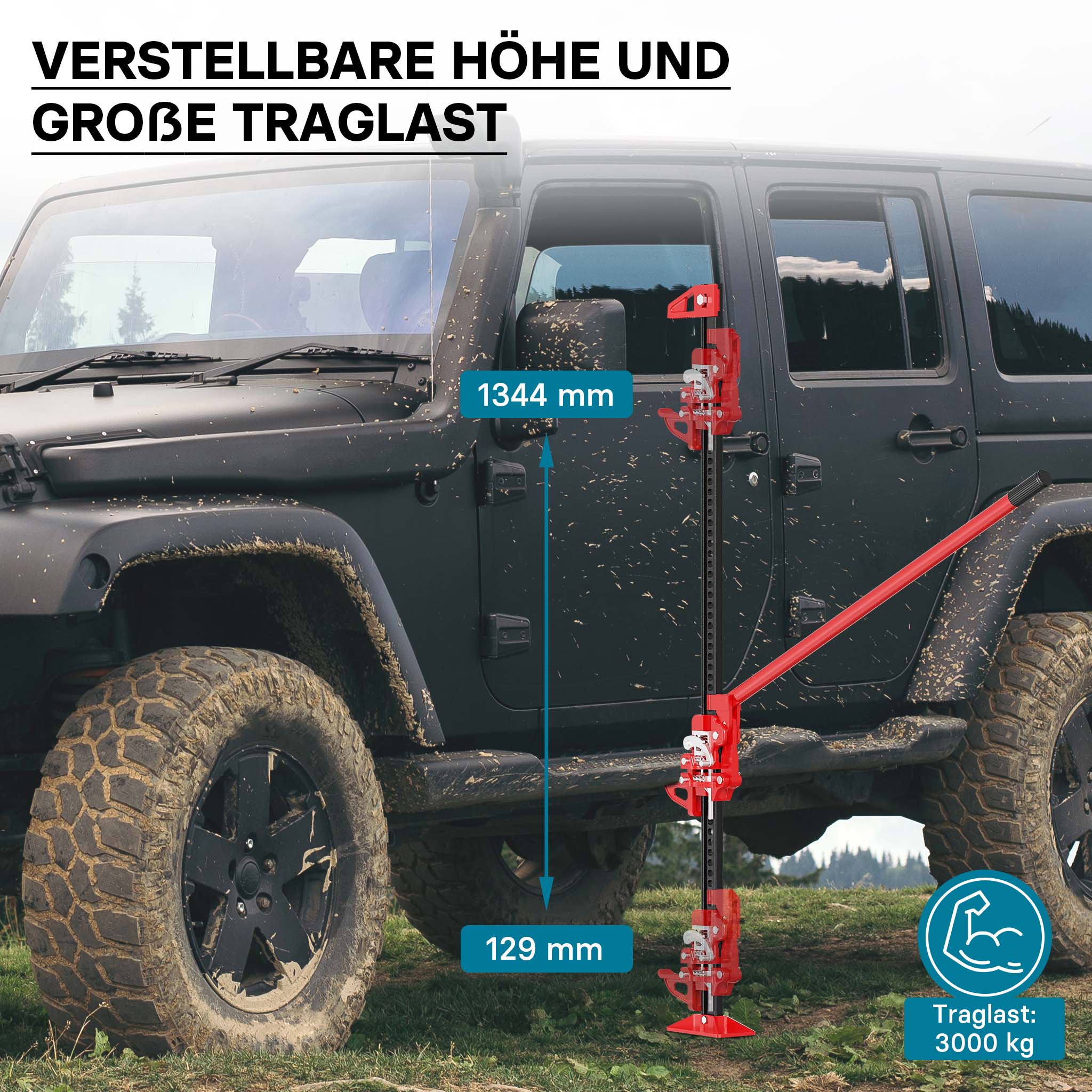 Binda meccanica 60" per fuoristrada e quad 150 cm max 3000 kg Sollevatore cric