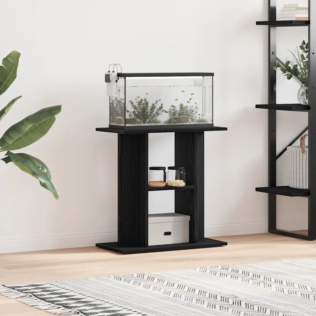 Supporto per acquario in rovere nero 60x30x60 cm in legno ingegnerizzato 862148