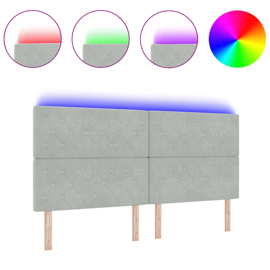 Testata LED grigia chiaro  100 cm Velluto
