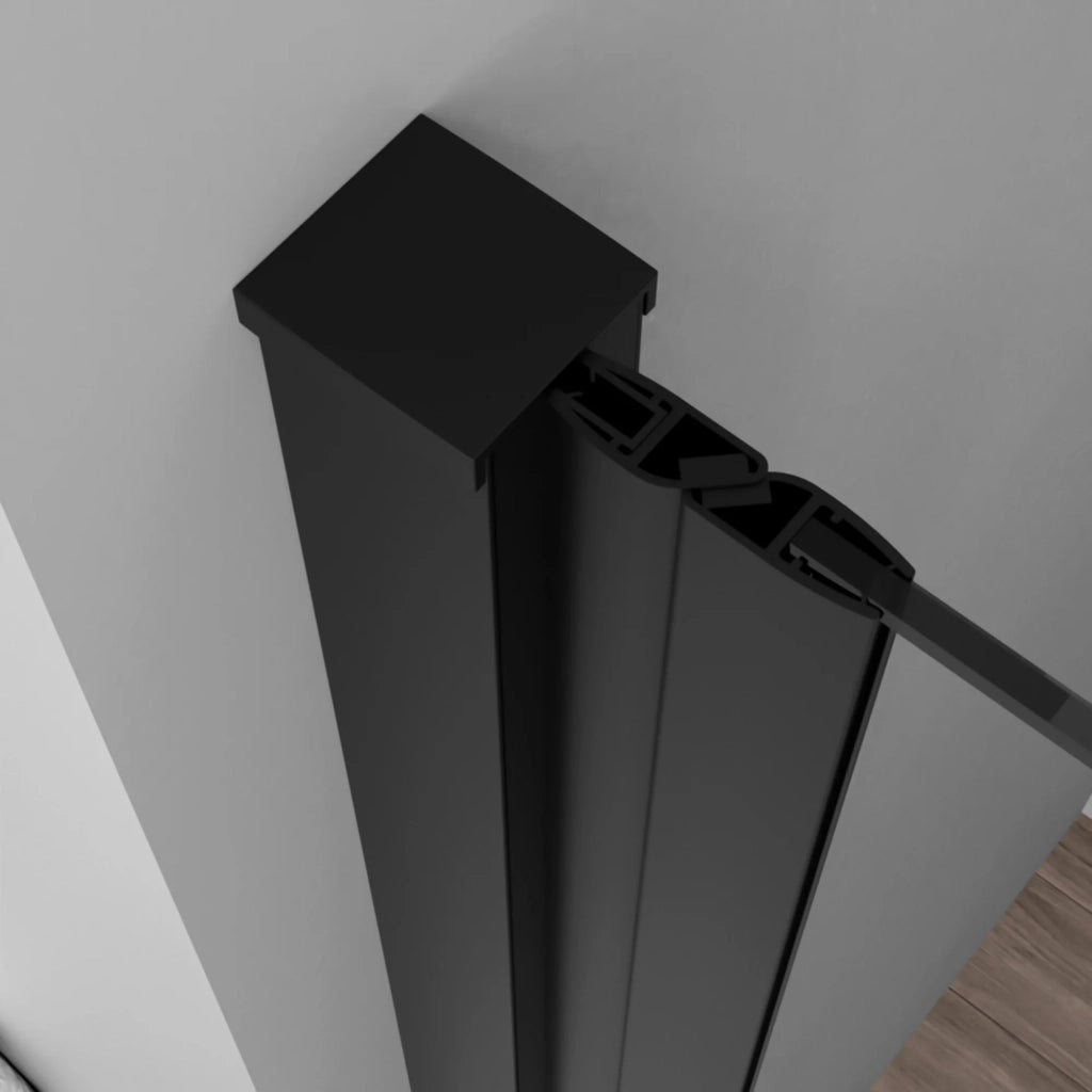 Porta doccia nicchia 90cm battente con profilo nero opaco Neos