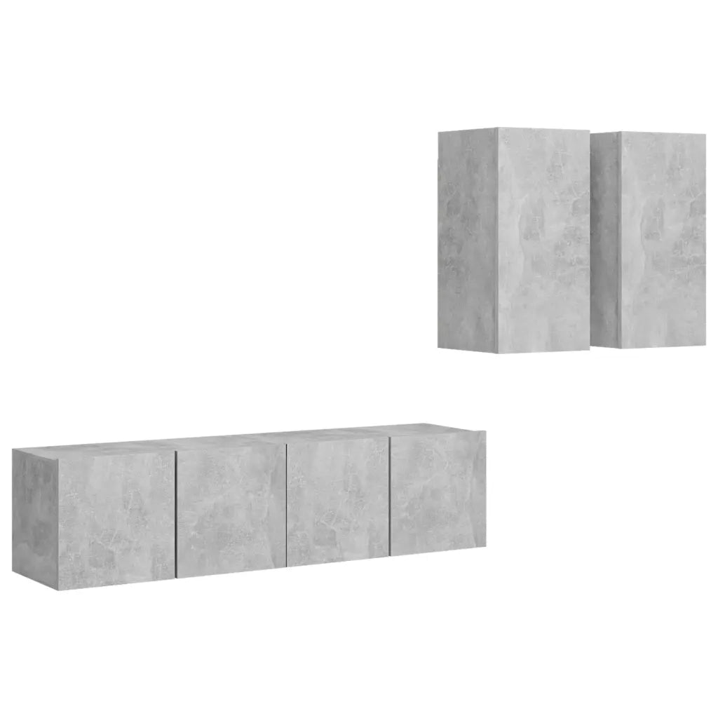 Set di Mobili Porta TV 4 pz Grigio Cemento in Legno Multistrato 3079105