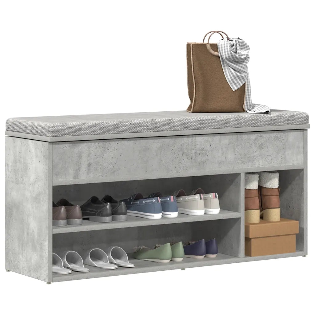 vidaXL Scarpiera Grigio Cemento 102x30,5x45 cm in Legno Multistrato